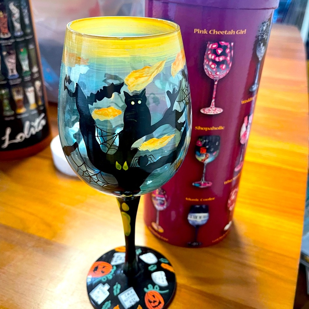 Lolita Hand painted Halloween wine glass